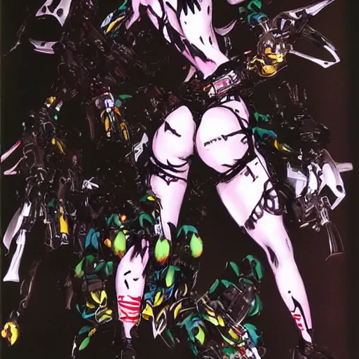 Image similar to 🍌 🤯 🍒 beautiful monster girl, yoji shinkawa