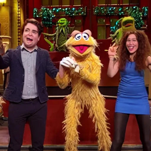 Prompt: saturday night live, but with muppets, cinema capture, studio lighting, realistic