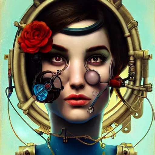 Image similar to Underwater Steampunk portrait, Pixar style, by Tristan Eaton Stanley Artgerm and Tom Bagshaw.