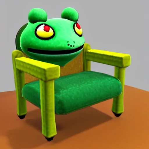 Image similar to froggy chair, 3d model, animal crossing, froggy chair, adorable, cute, detailed