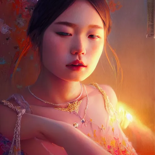 Image similar to beautiful young girl in intricate clothing by ross tran,