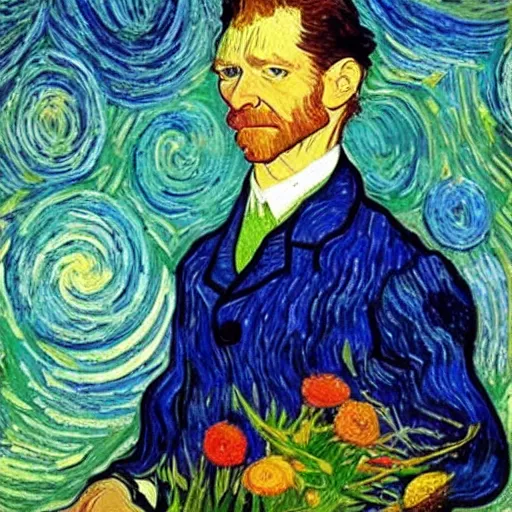 Image similar to portrait of young jason isaacs as a florist, long shot, van gogh