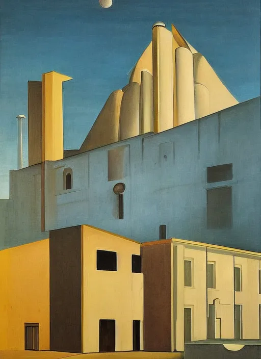 Image similar to a painting of a smiljan radic building by giorgio de chirico