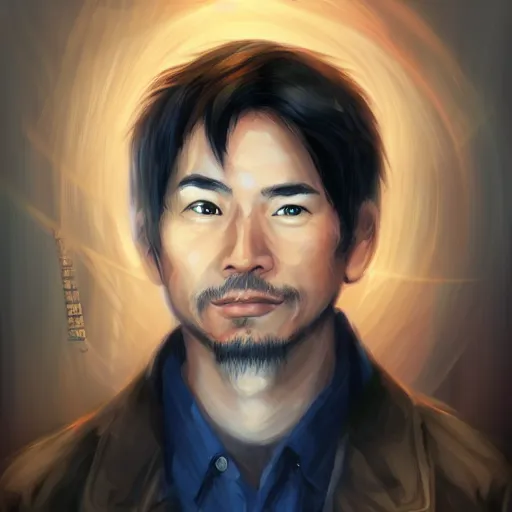 Image similar to realistic portrait of Satoshi Nakamoto by Ross Tran