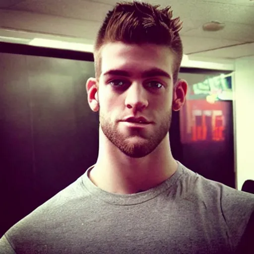 Image similar to “a realistic detailed photo of a guy who is an attractive humanoid who is half robot and half humanoid, who is a male android, baseball player Bryce Harper, shiny skin, posing like a statue, blank stare”