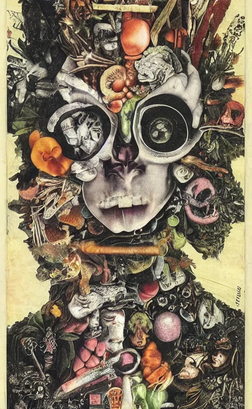 Image similar to post - punk new age album cover, asymmetrical design, dollar bank notes, capitalism, magic, apocalypse, psychedelic, black white pink, magic, giger h. r., giuseppe arcimboldo