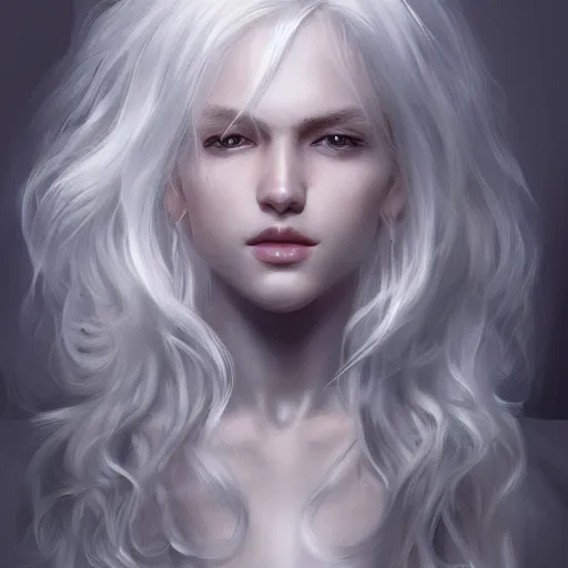 Image similar to god, young, white hair, long hair, intricate, ethereal, highly detailed, sharp focus, artstation, digital painting, by stanley lau and artgerm