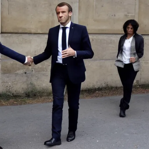 Prompt: Emmanuel Macron dodging bullets in Matrix 5