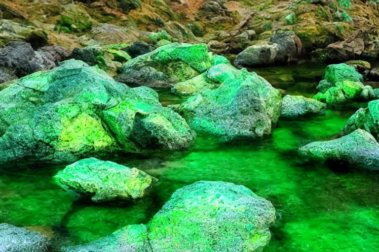 Image similar to glowing green rocks