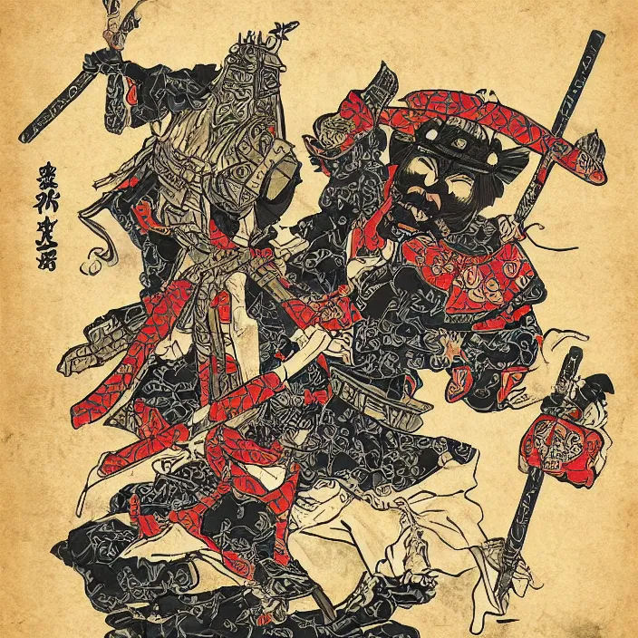 Prompt: Samurai necrobiosis