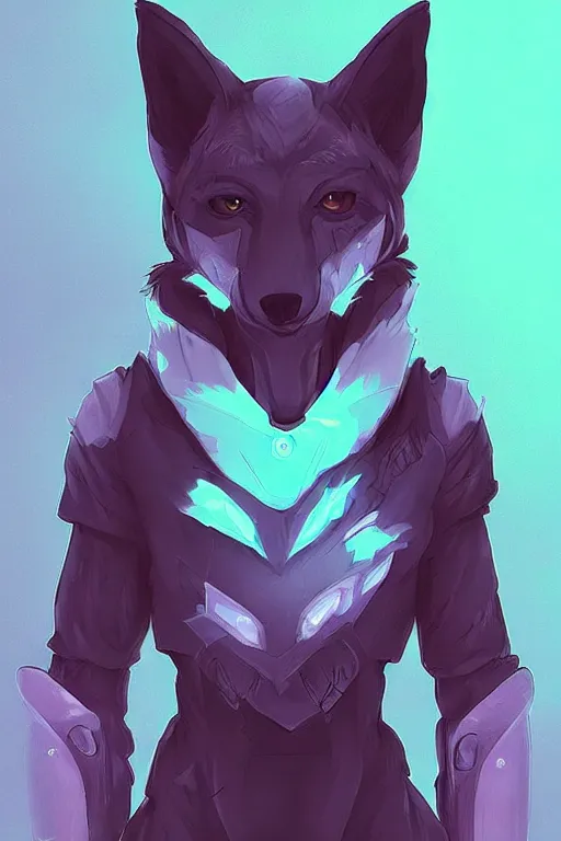 Image similar to a fox fursona, trending on artstation, by kawacy, furry art, digital art, cyberpunk, high quality, backlighting