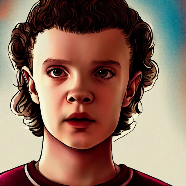 Image similar to eleven from stranger things, trending on artstation hq, deviantart, pinterest, 4 k uhd image