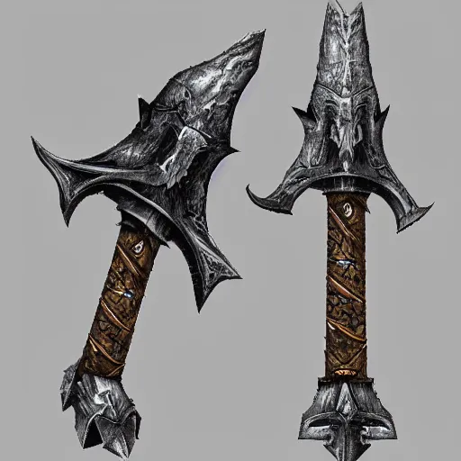 Prompt: detailed fantasy axe in darksouls style