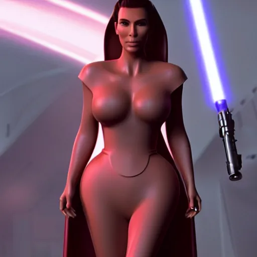 Image similar to kim kardashian in star wars as an evil sith, 8k resolution, full HD, cinematic lighting, award winning, anatomically correct