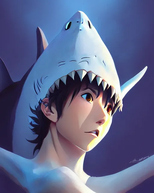 Prompt: shark anthony, portrait shinkai makoto studio ghibli studio key hideaki anno sakimichan stanley artgerm lau rossdraws james jean marc simonetti elegant highly detailed digital painting artstation pixiv