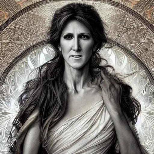 Image similar to amazing lifelike award winning pencil illustration of Celine Dion trending on art station artgerm Greg rutkowski alphonse mucha cinematic