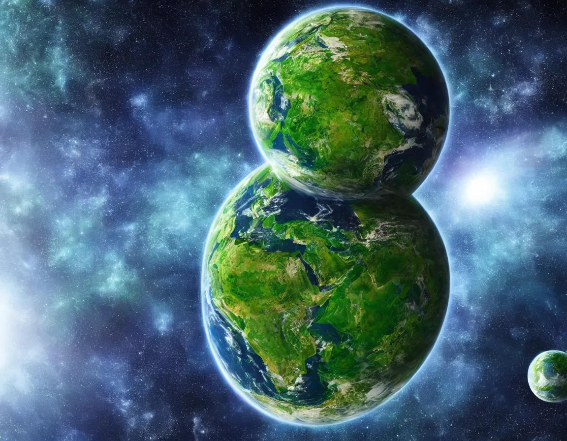 Prompt: hyper realistic 3 d rendering of little green planet in the outer space, hd, hdr, ultra detailed, high resolution