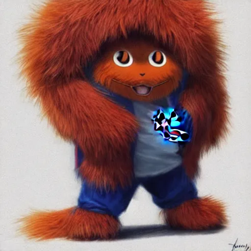 Image similar to Habs Mascot YOUPPI pokemon shiny, legendary, ultra rare, super cute and friendly, most powerful legendary shiny pokémon, highly detailed, digital pencil painting, anime, cartoonish, gentle fluffy monster youppi pokemon, sharp focus, illustration, art by artgerm and greg rutkowski and alphonse mucha