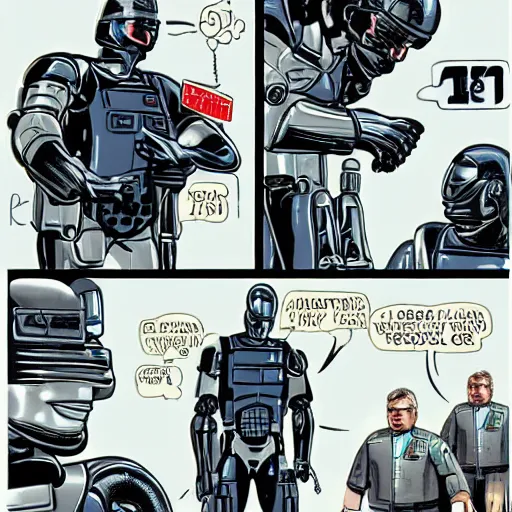 Image similar to robocop arresting all humans, detailed