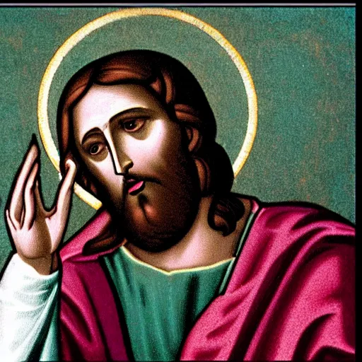 Prompt: jesus flipping the bird