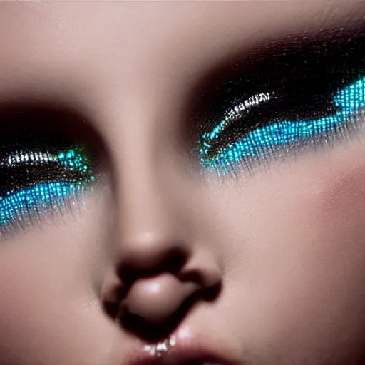 Image similar to ultrarealistic cyberpunk nymph close up