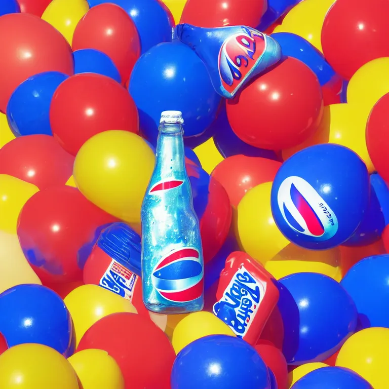 Prompt: a pepsi bottle as a balloon, by jack stauber