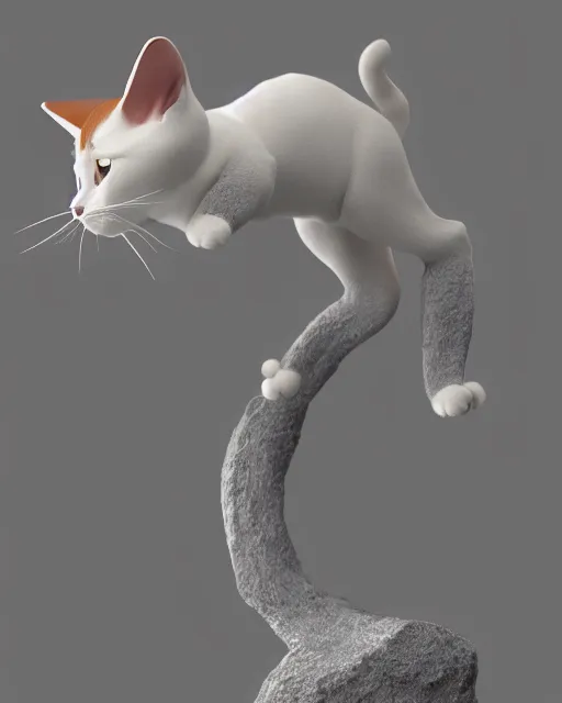 Prompt: full body 3d render of a cat leaping mid air as a stylized action figure, studio lighting, white background, blender, trending on artstation, 8k, highly detailed