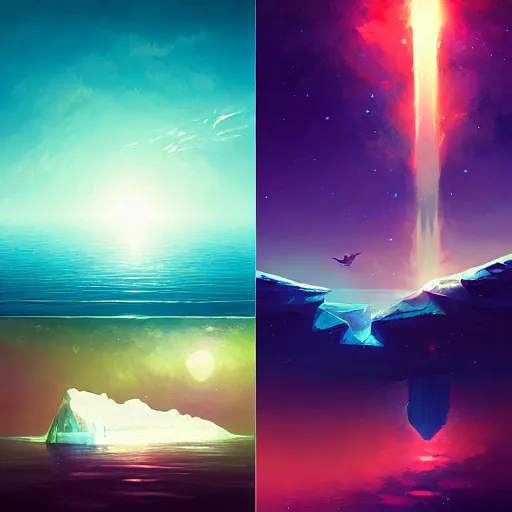 Image similar to iceberg floating in space, by anato finnstark, by alena aenami, by john harris, by ross tran, by wlop, by andreas rocha