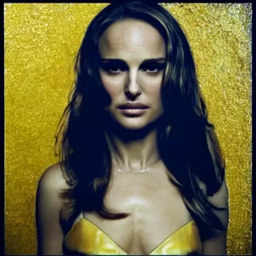 Prompt: “Natalie Portman, beautiful, golden colors, sharp focus, hyperrealistic impasto”