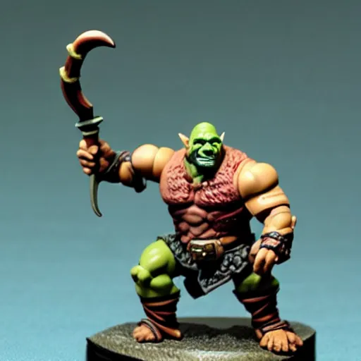 Image similar to a dungeons and dragons miniature of dave bautista as half - orc bard