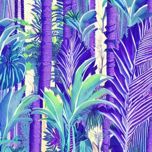 Image similar to blue jungle on purple beach