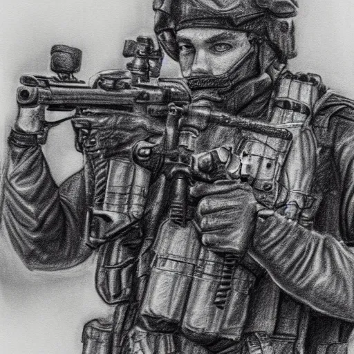 Image similar to pencil sketch of navy seals