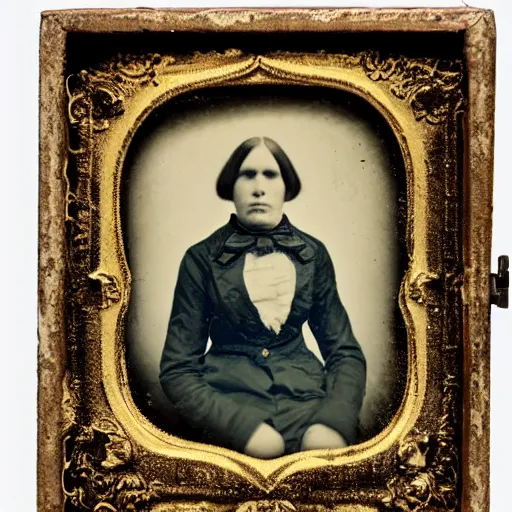 Prompt: freakshow portrait daguerreotype