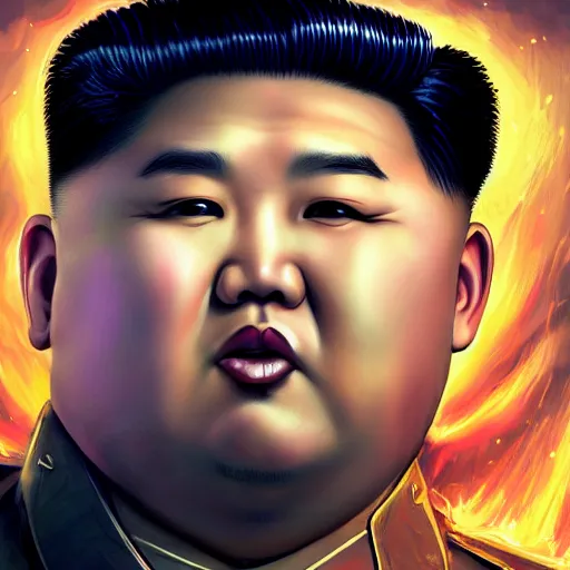 Prompt: portrait asian kim - jong un as a spellcaster, league of legends amazing splashscreen artwork, gears of war, propaganda, sovjet, splash art, natural light, elegant, photorealistic facial features, intricate, fantasy, detailed face, atmospheric lighting, anamorphic lens flare, cinematic lighting, league of legends splash art, hd wallpaper, ultra high details by greg rutkowski