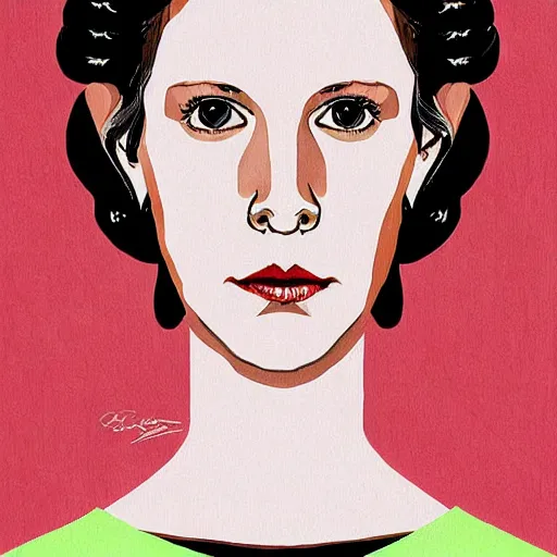 Image similar to portrait of millie bobby brown or carrie fisher by greg ruthkowski