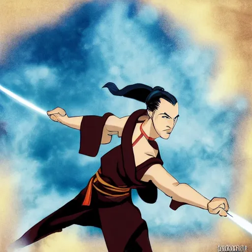 Prompt: Hayden Christensen in Avatar: the last airbender, designed by Bryan Konietzko