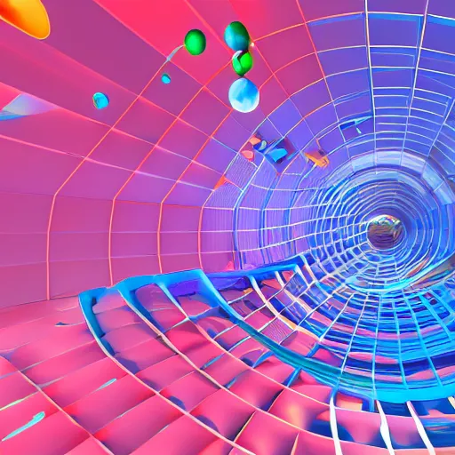 Image similar to Liminal space in outer space,colorful 3d parametric design