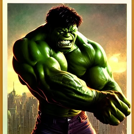 Prompt: the hulk flexing his muscles, cinematic volumetric lighting f 8 aperture cinematic eastman 5 3 8 4 film photorealistic by greg rutkowski by stanley artgerm by alphonse mucha