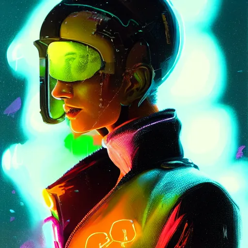 Image similar to detailed side profile portrait Neon Girl, cyberpunk futuristic neon, reflective puffy coat, by Ismail inceoglu dragan bibin hans thoma greg rutkowski Alexandros Pyromallis Nekro Rene Maritte Illustrated, Perfect face, fine details, realistic shaded, fine-face, pretty face, 8k, UHD, ray tracing