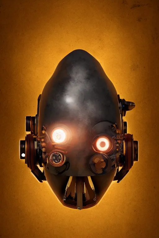 Image similar to steampunk mask minimalist fantasy art robot ninja helmet, global illumination ray tracing hdr fanart arstation by sung choi and eric pfeiffer and gabriel garza and casper konefal radiating a glowing aura