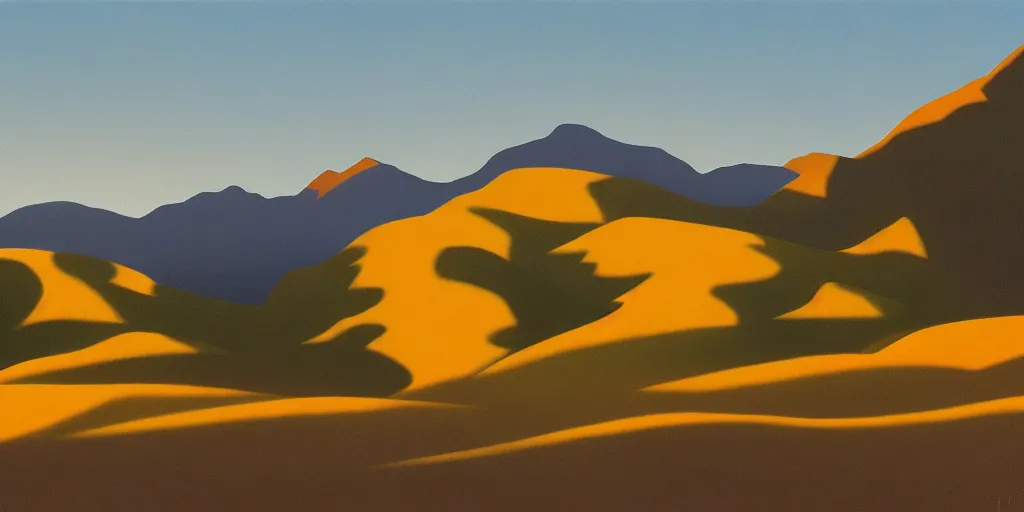 Image similar to the mountain in the distance, summer evening, kenton nelson