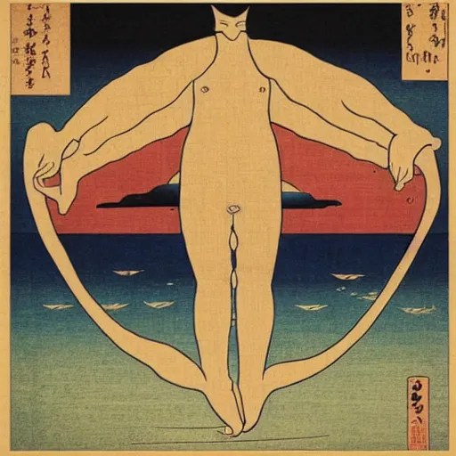 Image similar to “human feet in the ocean, in the style of Ukiyo-e”