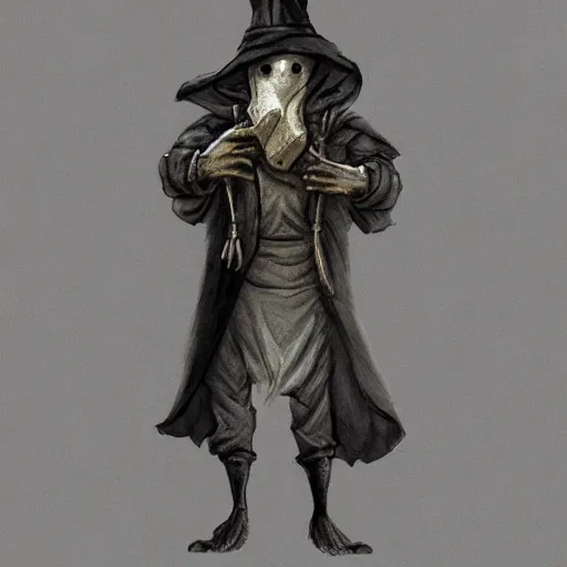 Prompt: plague doctor walks in to cave littered with bones, creepy, haunting, trending on artstation.