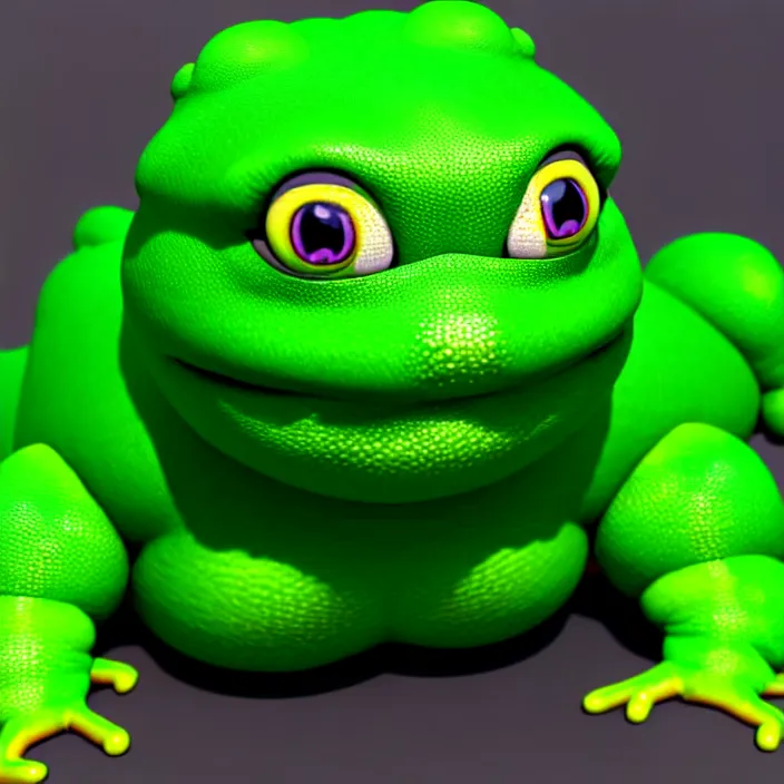 Image similar to a fat anthropomorphic male green gecko fursona with big eyes waddling across vrchat, cute, 3 d, octane render, furry