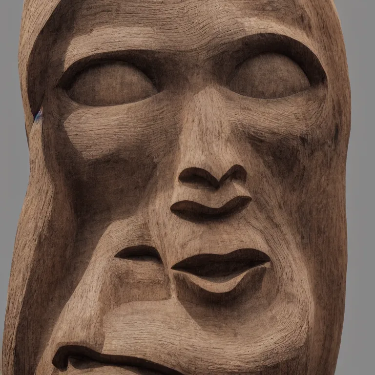 Image similar to public sculpture minimalist portrait of a powerful inuit woman wearing pigtails, beautiful symmetrical face accurate face detailed face realistic proportions, carved out of birch wood on a pedestal by stephan balkenhol and martin puryear, hyperrealistic dramatic lighting shocking detail trending on artstation 8 k