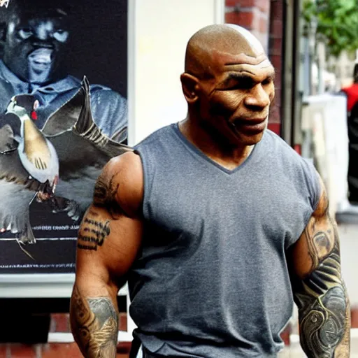 Prompt: mike tyson is a pigeon, a pigeon with mike tyson tattoo