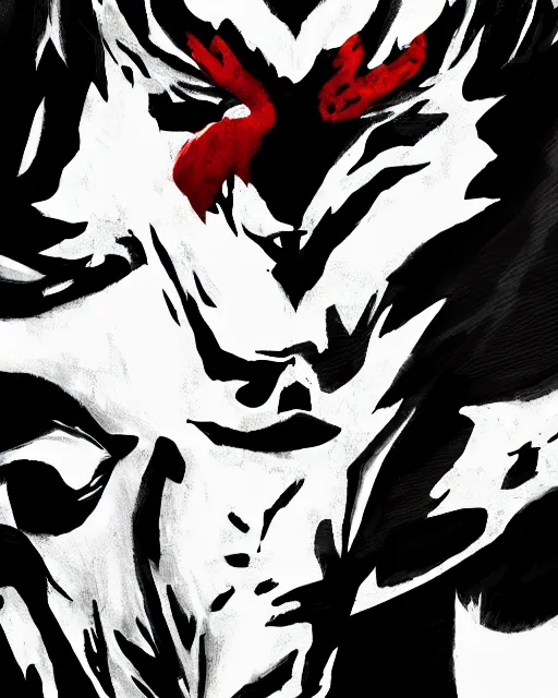 Image similar to Werewolf of ashes and smoke. Portrait in Persona 5, Persona 5 style, anime