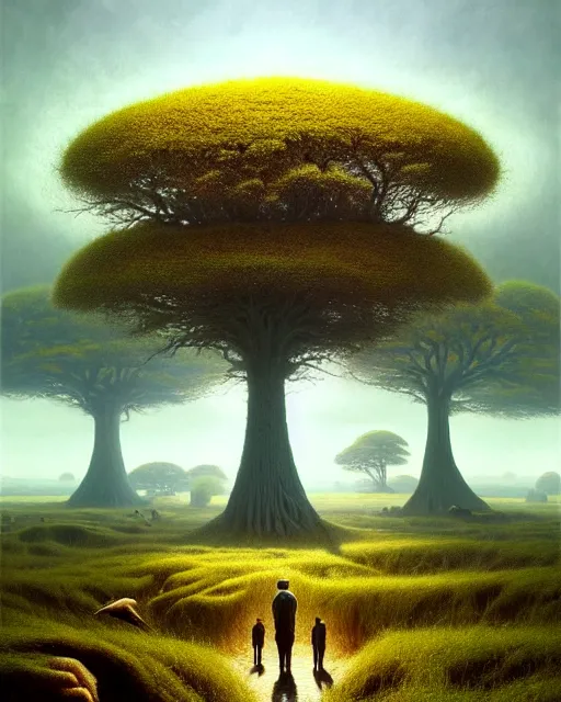 Image similar to a hyper - detailed 3 d render like an oil painting of the interconnection of life in the black oak savanna, surrealism!!!!! surreal concept art, lifelike, photorealistic, digital painting, aesthetic, smooth, sharp focus, artstation hd, by greg rutkowski, bruce pennington, valentina remenar, asher duran,