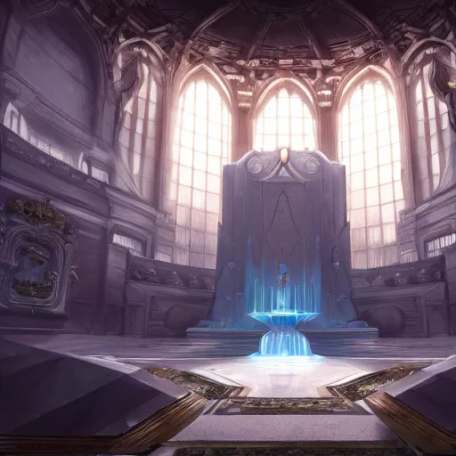 Image similar to a spiritual matte painting by feng zhu of a contemporary throne room, unreal engine, god rays, ue5, concept art, wide angle, 4k hd wallpaper