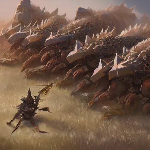 Image similar to a jessica rossier painting of a phalanx of ashigaru mice influenced by brian froud